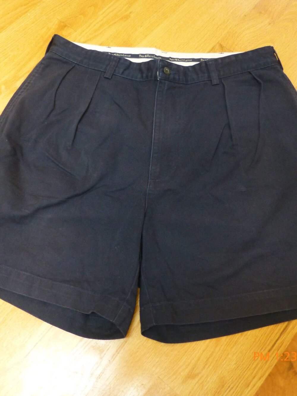 Polo Ralph Lauren Mens Short Size 34 Navy 6 Inch Inseam Pleated Chino